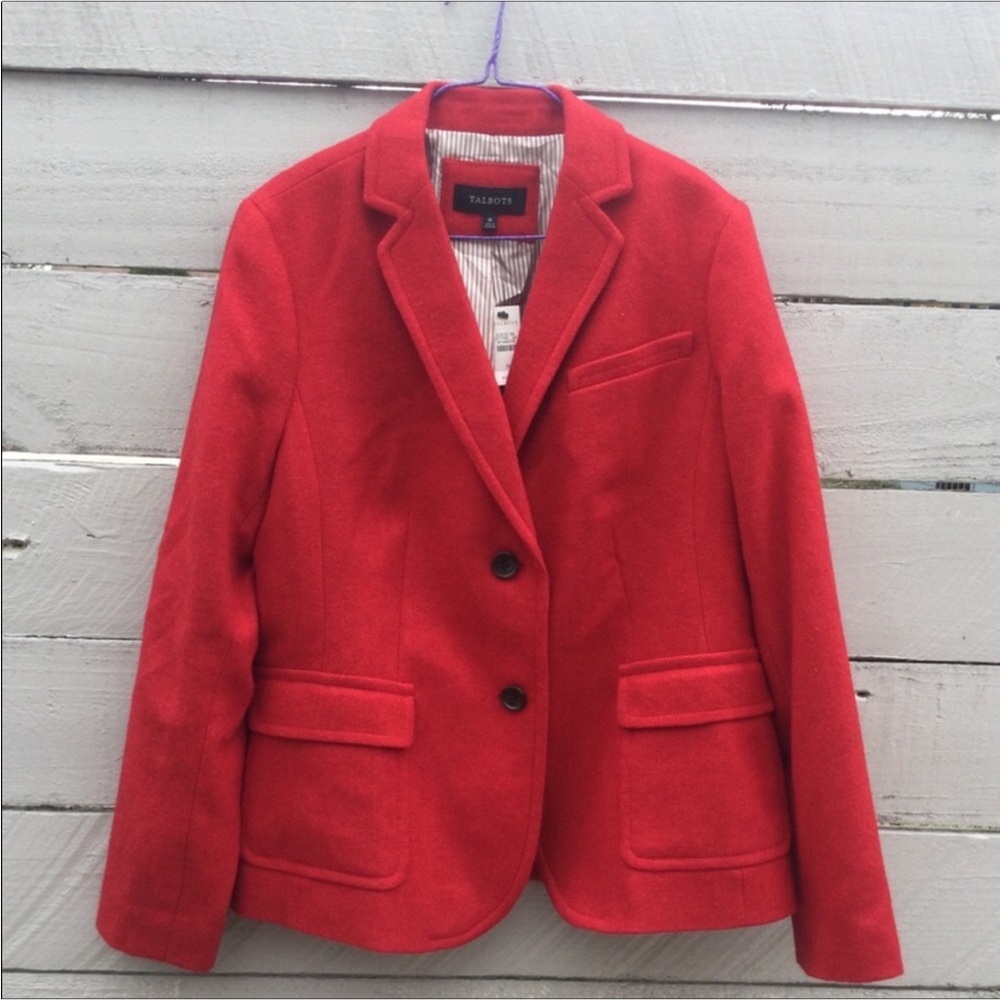 Talbots Red Wool Blend Women's Blazer Size 12